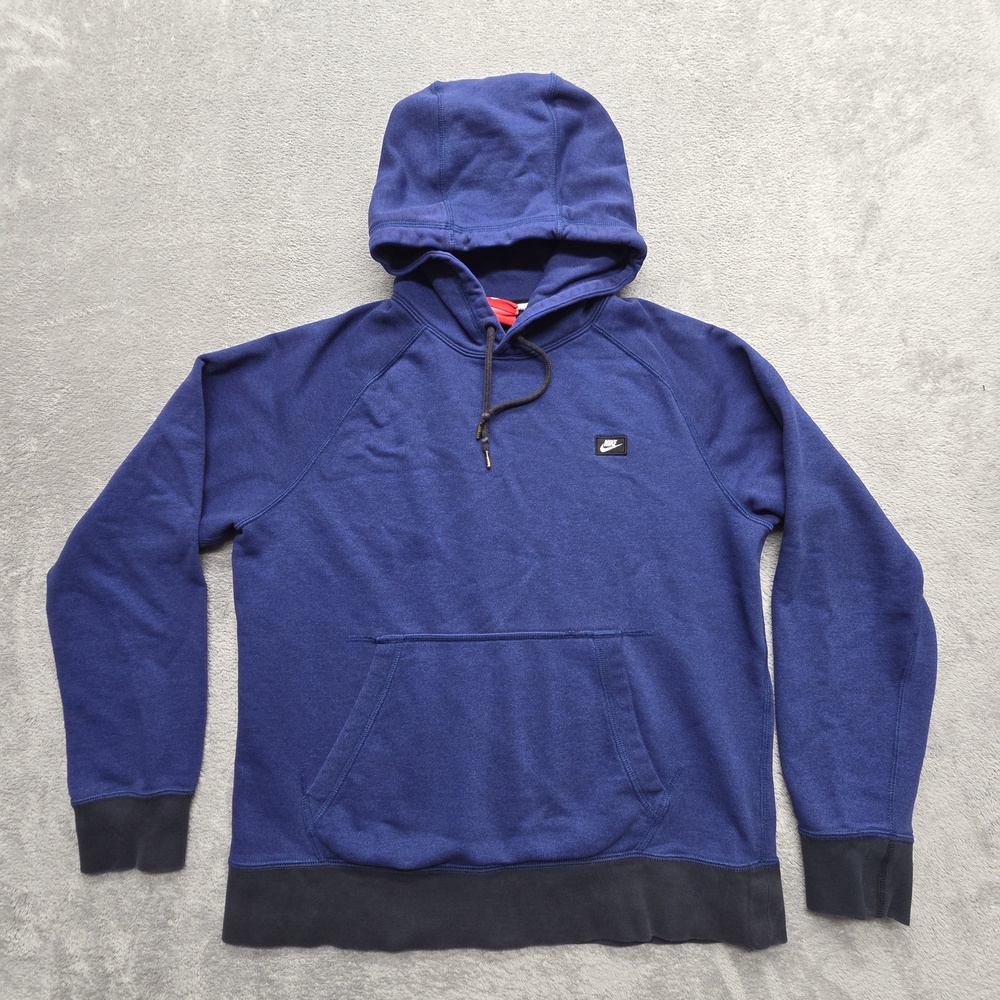 Nike Hoodie Mens M Blue Pullover Hooded Pockets Drawstring Fleece Logo